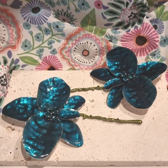 New ZARA ENAMEL FLOWER statement earrings - Picture 9 of 14